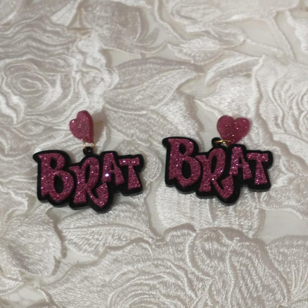 Glitter Acrylic Bratz Dangling Statement Earrings - image 1